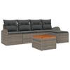 Ensemble de canapé de jardin 6 pièces avec coussins Gris Poly Rotin Acacia, Canapé de jardin 2 places avec rangement 3356235