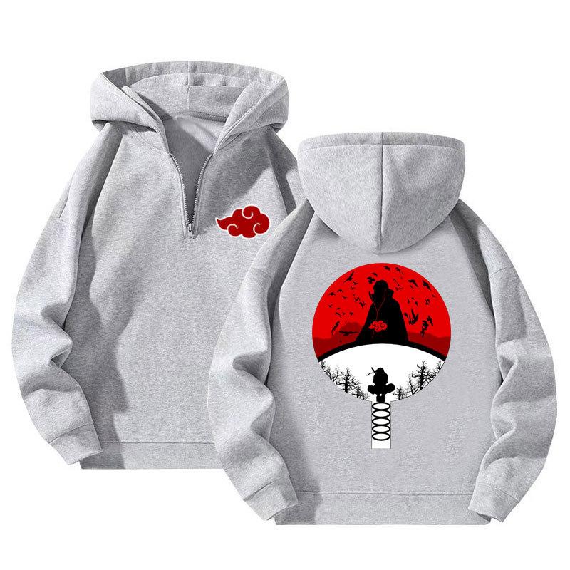 Naruto Anime Pulovr Mikina se čtvrtinovým zipem a kapucí Sportovní Outdoorová Mikina Ležérní Dlouhý Rukáv Pánské Oblečení Mikina Streetwear