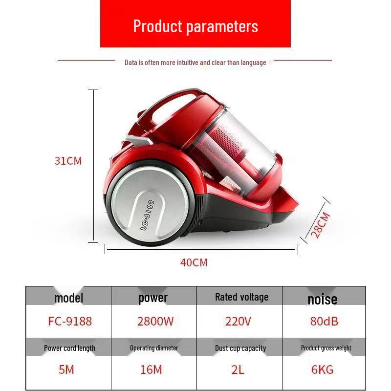 German 2800W High-Power Vacuum Cleaner: Compact Design for Efficient Mite, Dust, Hair, and Carpet Cleaning