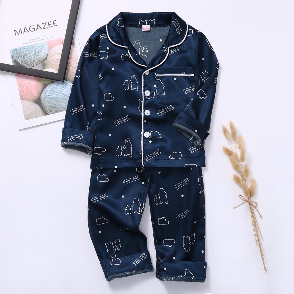 Toddler Kids Baby Boys Girls Cartoon  Tops+Pants Pajamas Sleepwear Outfits