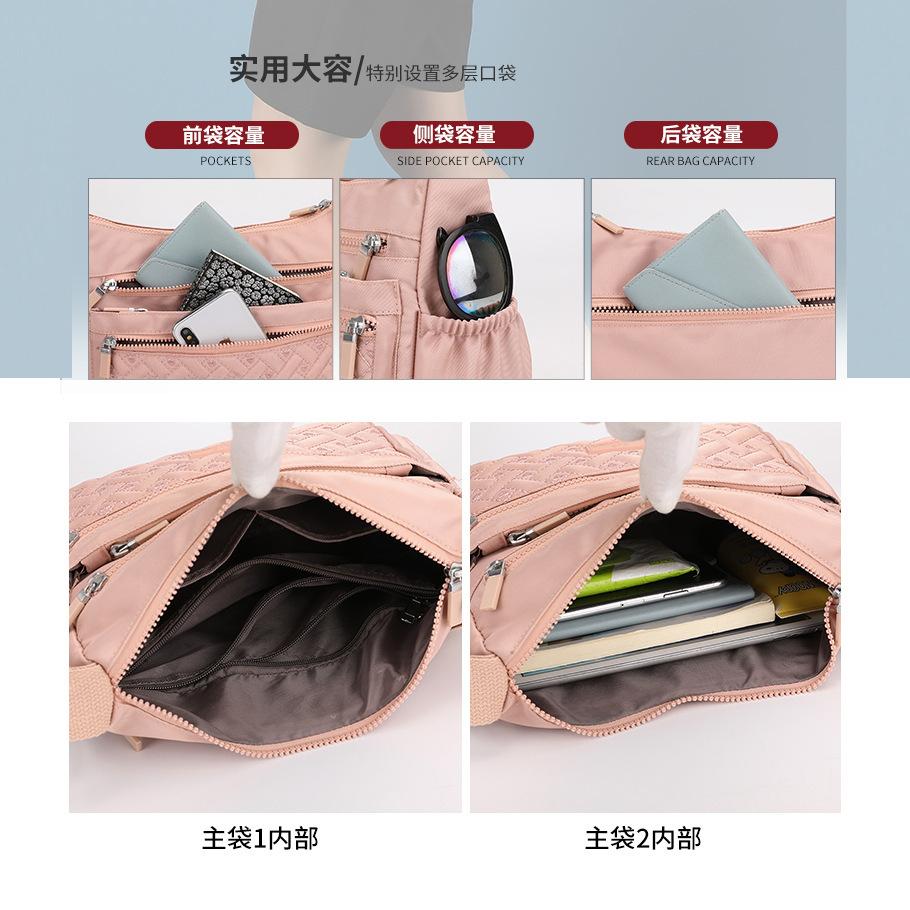 Crossbody Bag Women's Multi-compartment Large-capacity Waterproof Nylon Embroidery Casual Fashion Shoulder Bag Outdoor Travel Mommy Bag