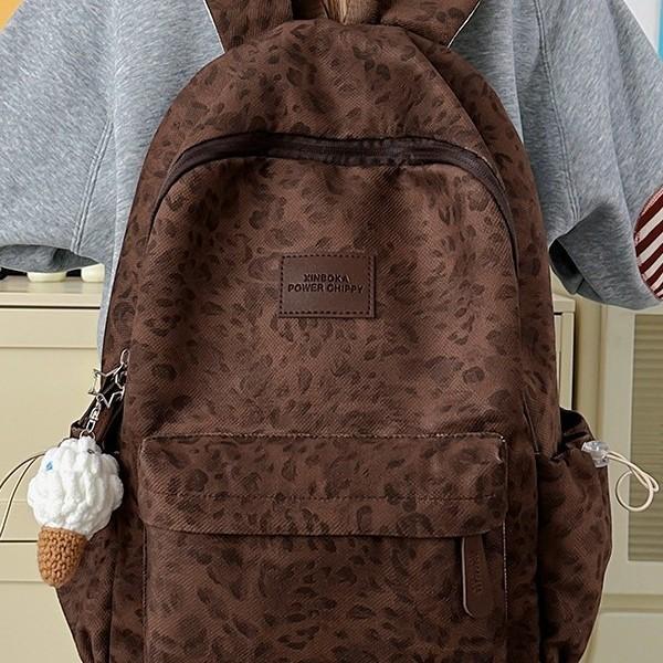 Schoolbag New Large-capacity Backpack High-value Leopard Print Schoolbag Sweet Junior High School Backpack Travel Campus Backpack
