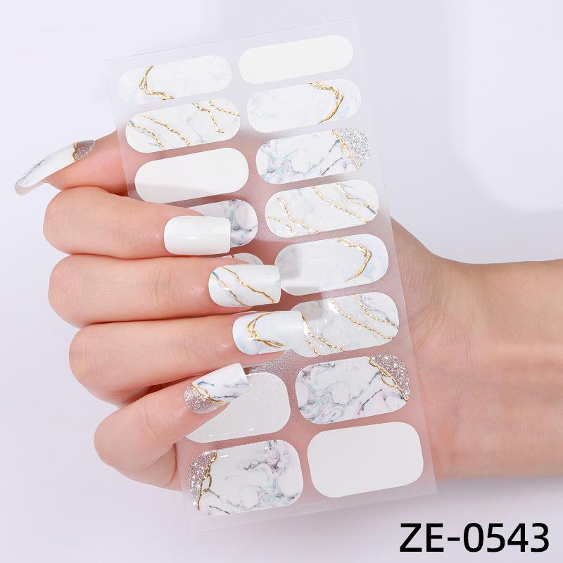 New 16-finger French Manicure Stickers Flash Onion Pink Nail Stickers Simple Manicure Stickers