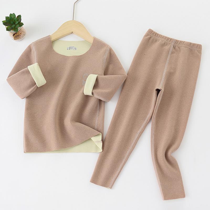 Double-Sided Kids Thermal Underwear Set - Brushed Fleece & Seamless Sides for Home & Base Layer | Warm 2-Piece Pajamas & Loungewear for Boys Girls
