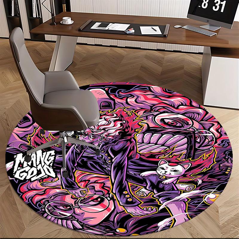 1pc Anime Cartoon Design Momo Chan Mang God Round Carpet Office Chair Mat Non-Slip Rug Suitable for Home Decor, Living Room