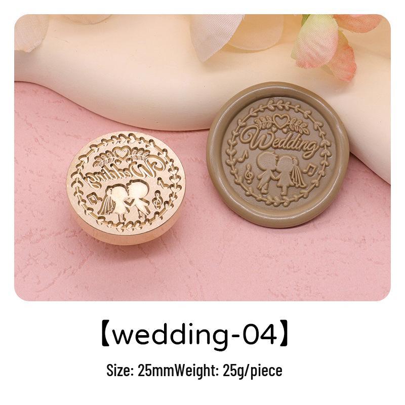 Wedding Series Round Wax Seal Stamp Head - Copper Handmade Letter Sealing