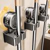 Rotating Suction Mop Clip Wall Mount - No-Drill Broom Holder for Bathroom Cleaning Tools