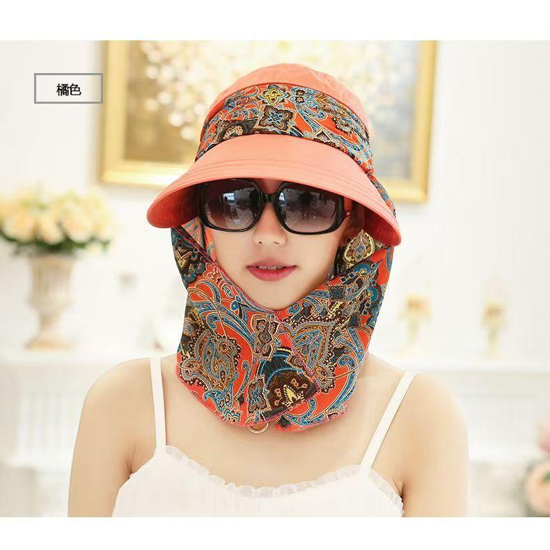 Summer sun hat women's sun hat cycling outdoor folding beach sun hat women's summer big edge face cover summer hat