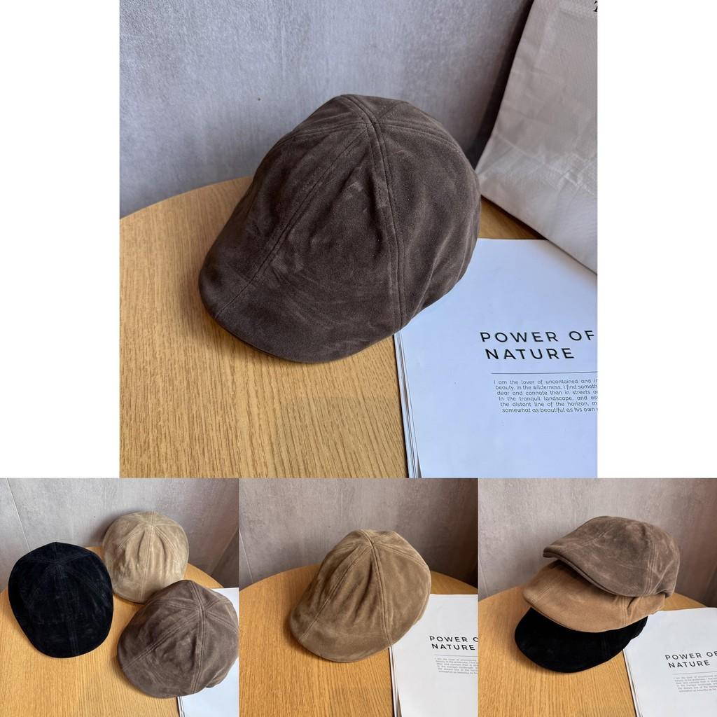 Simple Solid Color Suede Casual Beret For Fall Winter Sun Protection Women