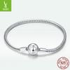 S925 Sterling Silver Simple Basic Snake Bone Bracelet, Versatile Platinum Plated Single Bracelet Scb201