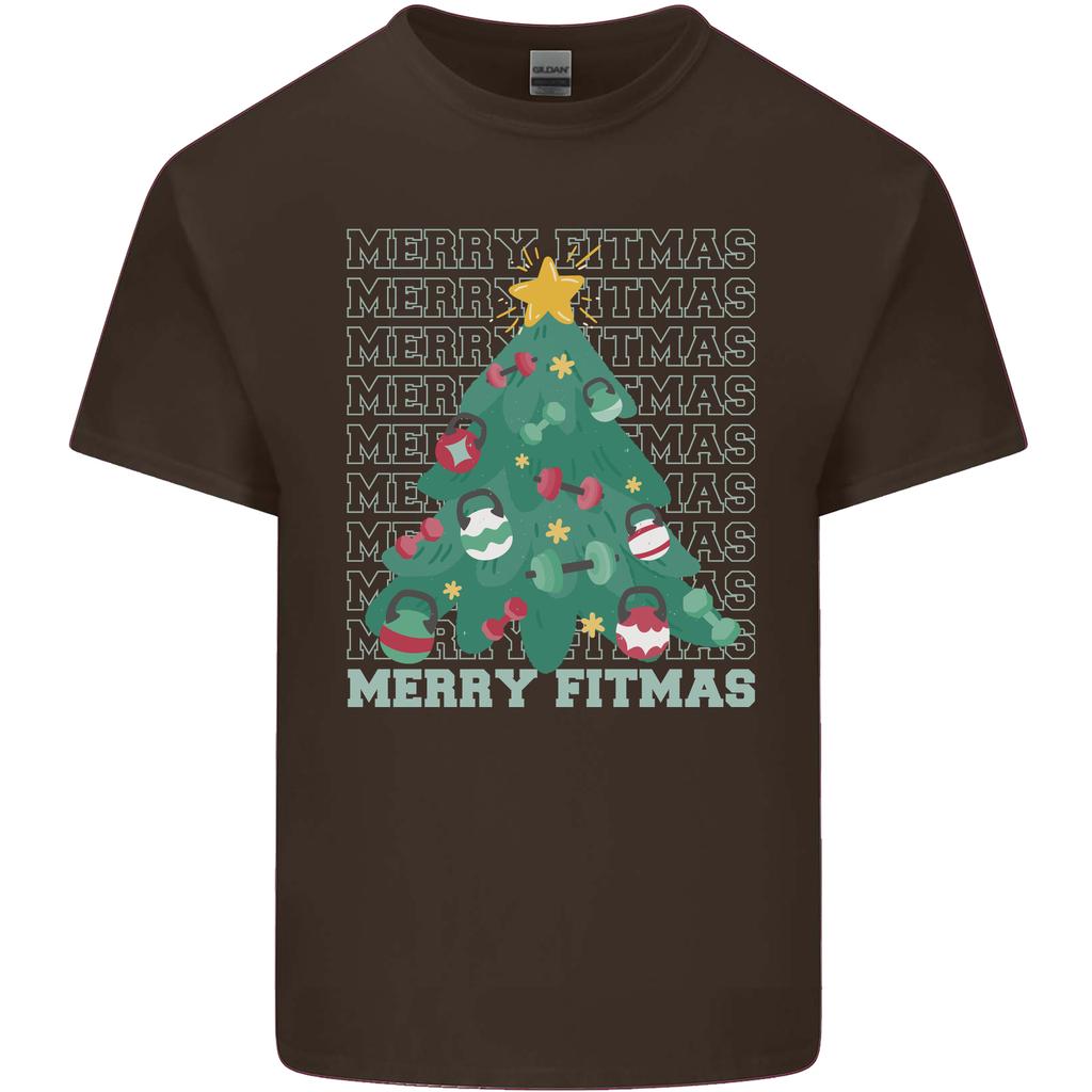 Fitness Merry Fitmas Christmas Tree Gym Unisexs Light Cotton TShirt