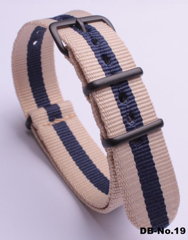 Black Nylon & Canvas Watch Strap with Vacuum-Plated Buckle
