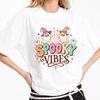 Spooky Season Tee Spooky Vibes Witch Hat Ghost Women Graphic Shirt Groovy