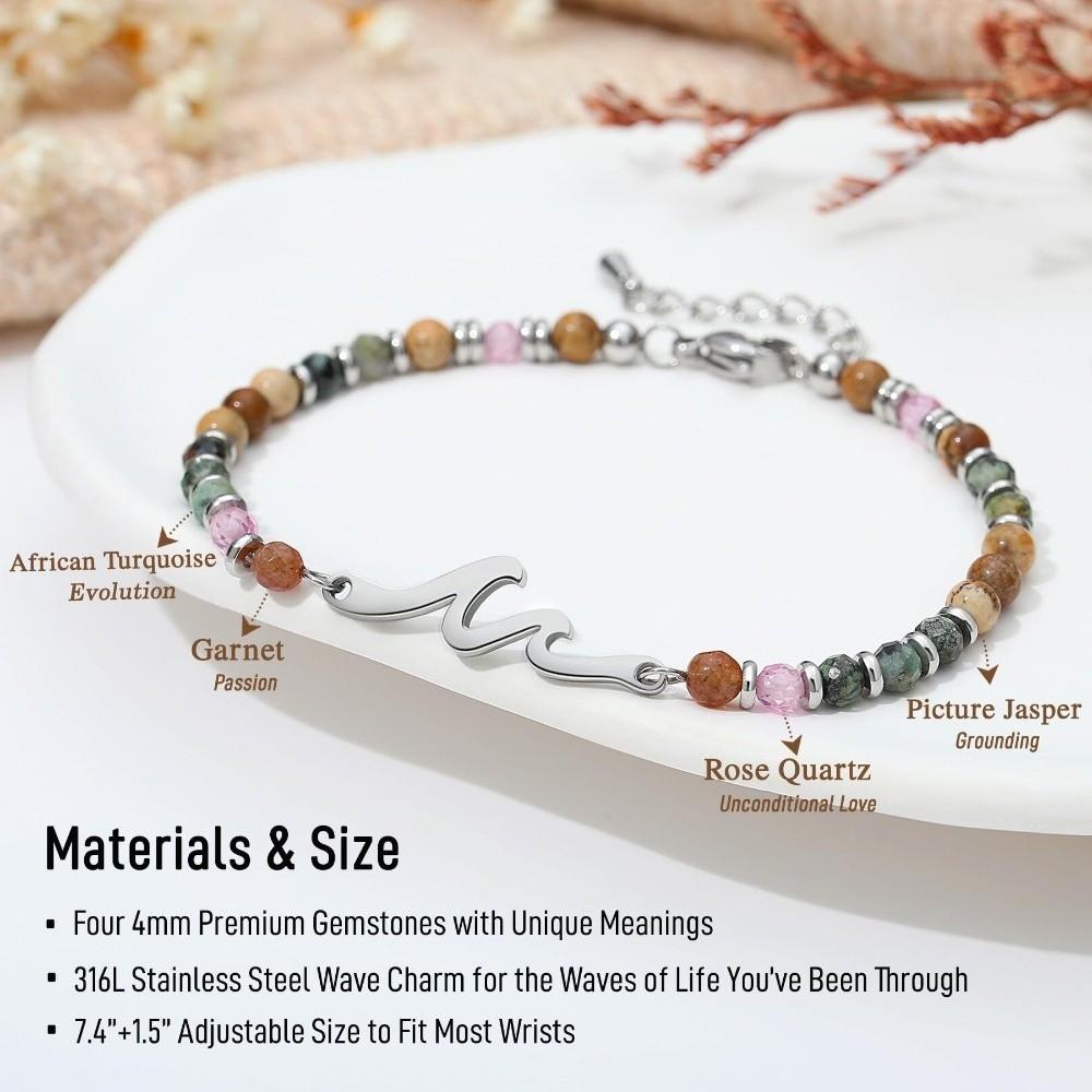 Inspirational Message Wave Bracelet Stainless Steel Beaded Bracelets  Birthday Gift