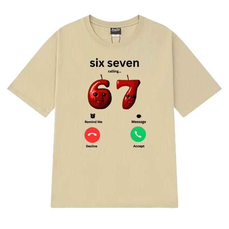 

Hot Sale 67 Is Calling Funny Meme Harajuku Print T Shirt Unisex Women Oversized Cotton Tops Unisex Fashion Short Sleeve T-shirts 4XL