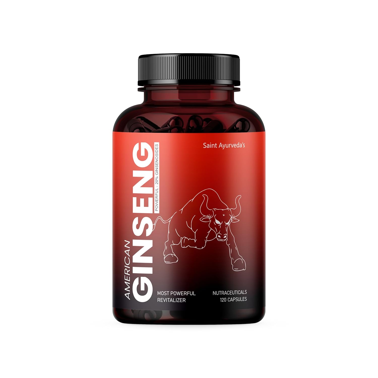 

Saint Ayuveda American Ginseng Root Extract With Bio - Piperine | 120 Capsules 200gm 0.4lbs