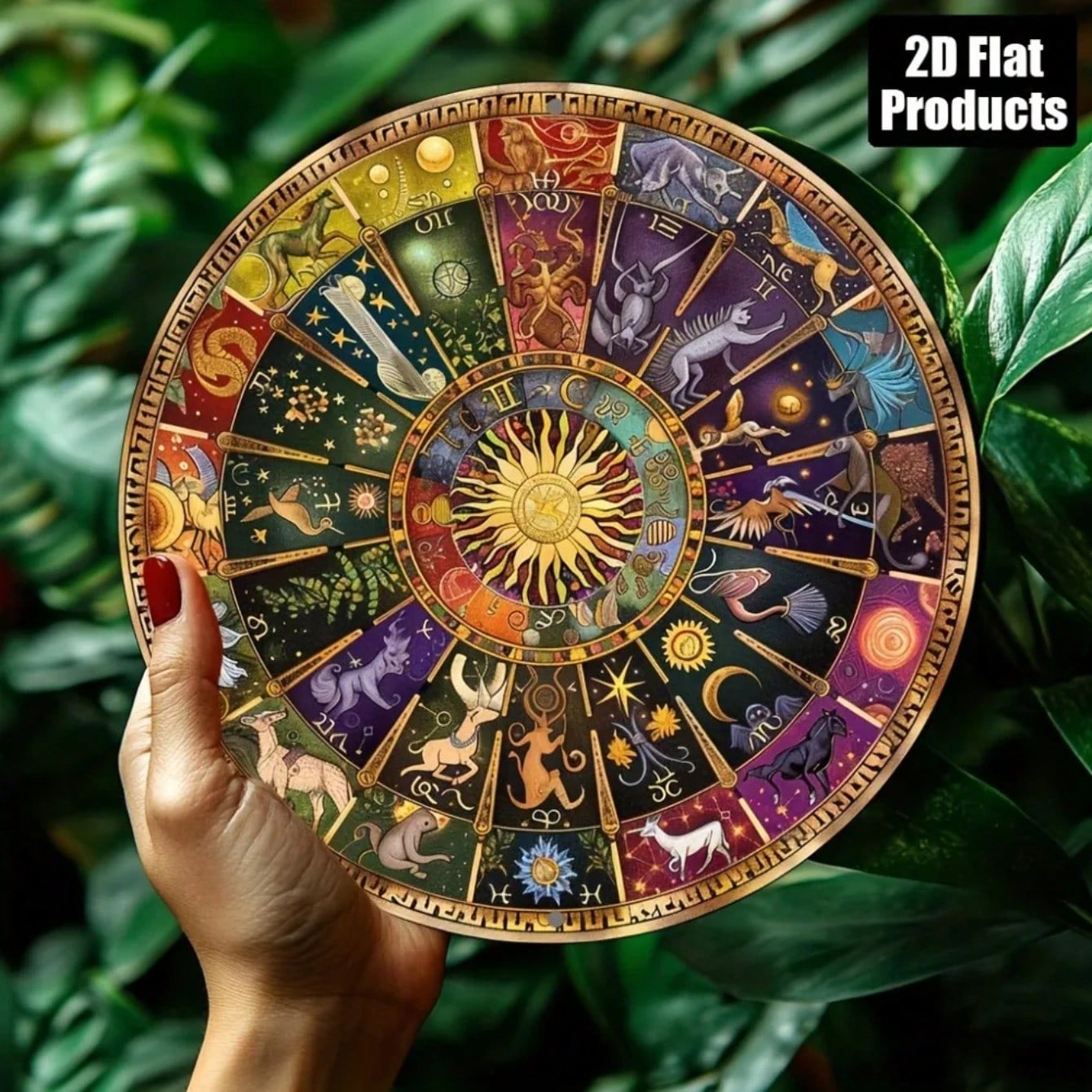 Металлическая настенная art-панель «Колесо Зодиака» 8-дюймовый круглый алюминиевый знак Астрологический декор Домашний бар 20x20