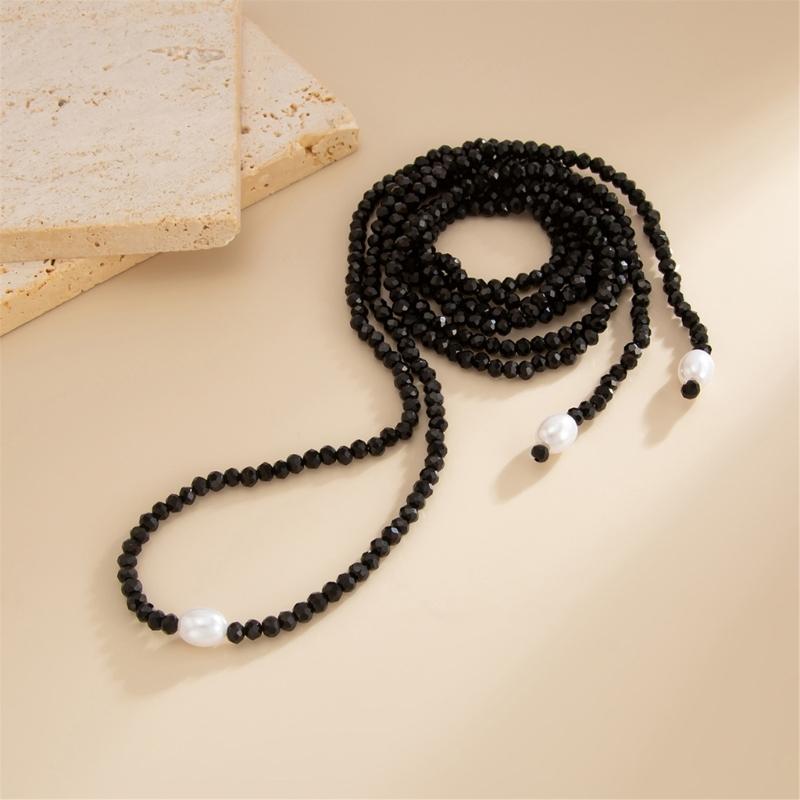 Vintage Bead Long Necklace Neckwear with Cool Minimalist Accent for Casual and Formal Wear Comfortable Lightweight