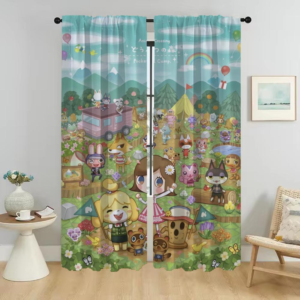 

Шторы для гостиной Шторы для комнаты 2 панели Animal Crossings Shades Halloween Decoration Partition Home Interior Шторы W50xH70cmx2pcs-CL