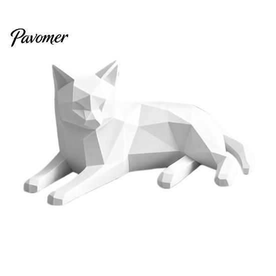 Minimalist Geometric Cat Figurines 3D Printed Figurine, Desktop Sculpture for Lovers, Creative Desk Accessories Women Nordic Style Small Animal Statue