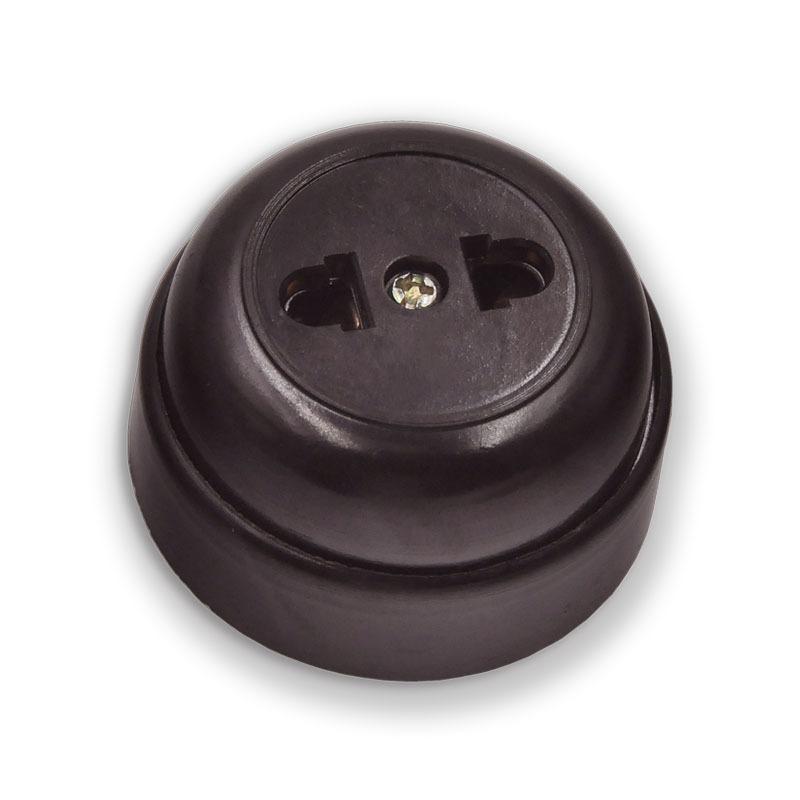 Socket Bakelite Retro Round Surface-mounted Socket 10a Two-pole Two-hole Dual-use Socket