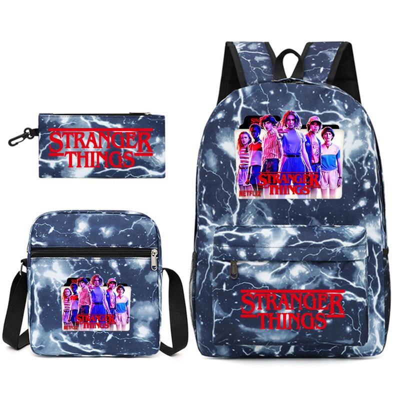 Stranger Things Rugzak Set 3-Delig Student Schooltas met Lunchtas & Etui Zwart TV Merchandise