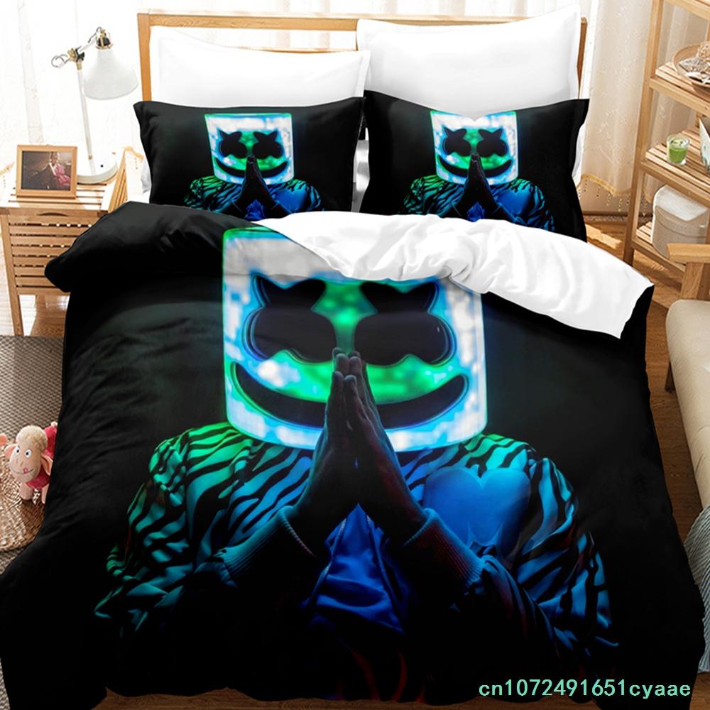 DJ Marshmello Bedding Set Single Twin Full Queen King Size Hip Hop Bed Set Aldult Kid Bedroom Duvetcover Sets 3D Print 032