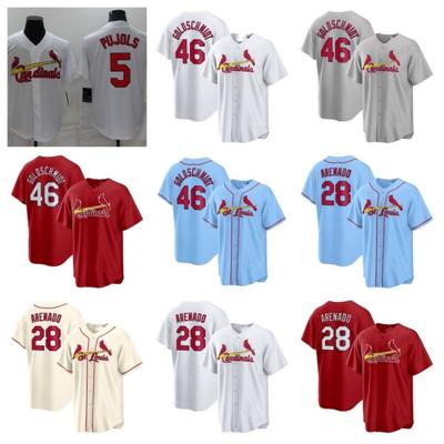 Svatý. Louis Cardinals Baseballový dres Unisex Vyšívané Fanouškovské tričko Sportovní oblečení Bavlněná směs