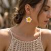 Boho Hawaiian Plumeria Earrings for Women White Pink Polymer Clay Flower Drop Dangle Earrings Summer Beach Vacation Jewelry Gift
