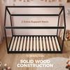 Single Bed Frame, House-Scandinavian-Style Wooden Bed Frame for 90W x 190D cm Mattress, Black