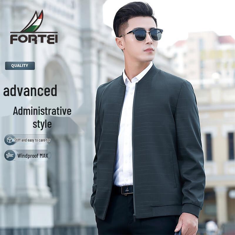

FORTEI Men s Autumn Casual Windproof Baseball Collar Jacket M