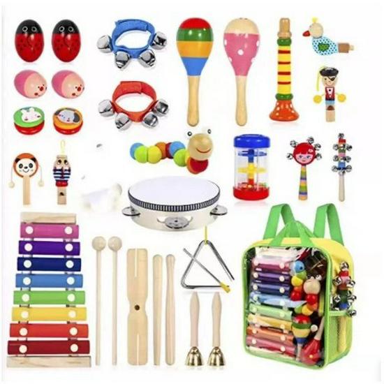 Orff Percussion Set for Children: Tambourine & Shaker Teaching Aids Small Transparent Backpack
