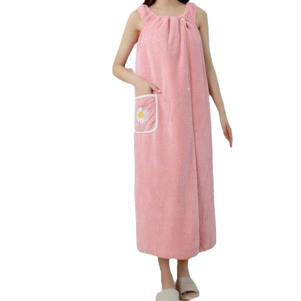 Extra Long Wearable Bath Skirt: Quick-Absorbing, Quick-Drying, Comfortable and Soft Female Sling Bathrobe
