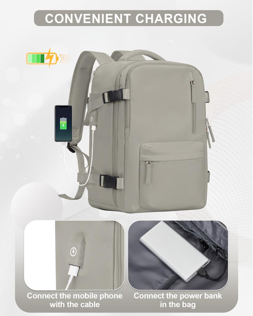 Reiserucksack für Damen, Fluglinien-Handgepäck genehmigt, Diebstahlsicher, Business-Laptop, Großer Tagesrucksack, Weekender-Tasche