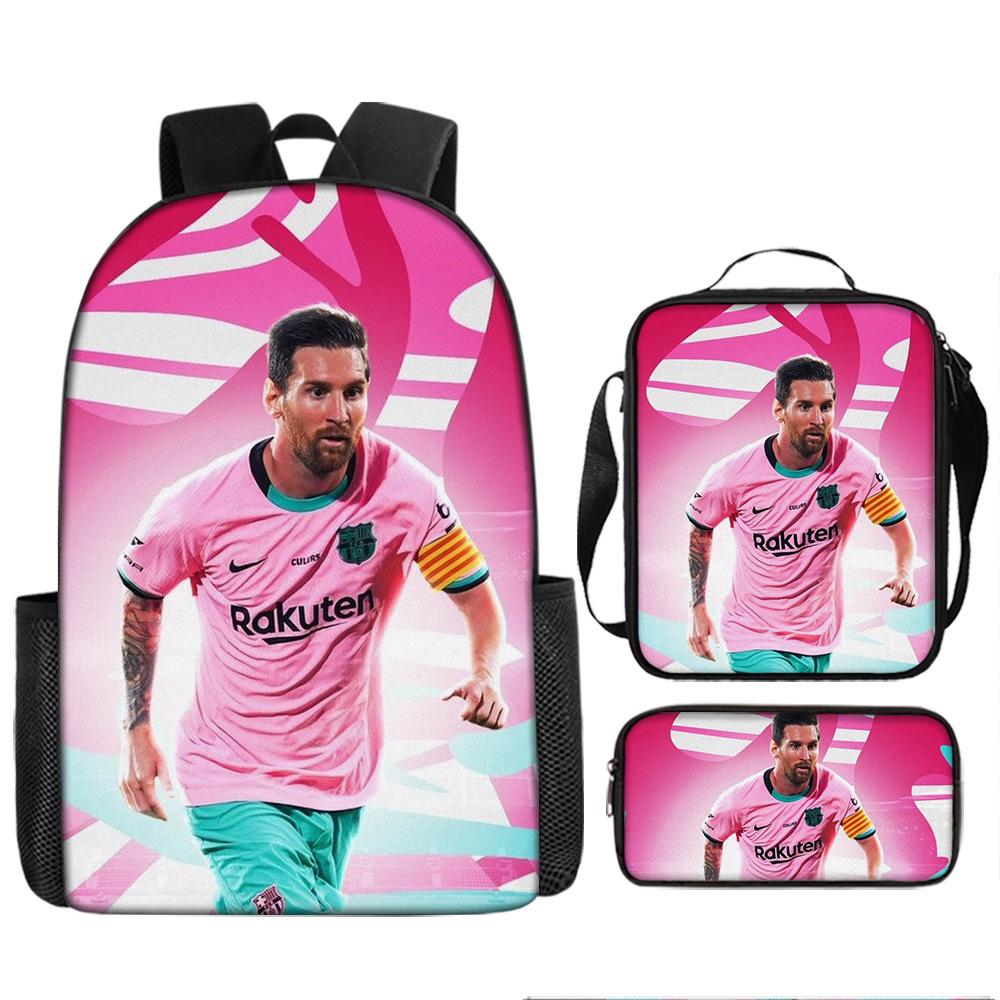 Football Schoolbag Three-Piece Backpack Pencil Bag Satchel Package Primary And Secondary School Students Schoolbag