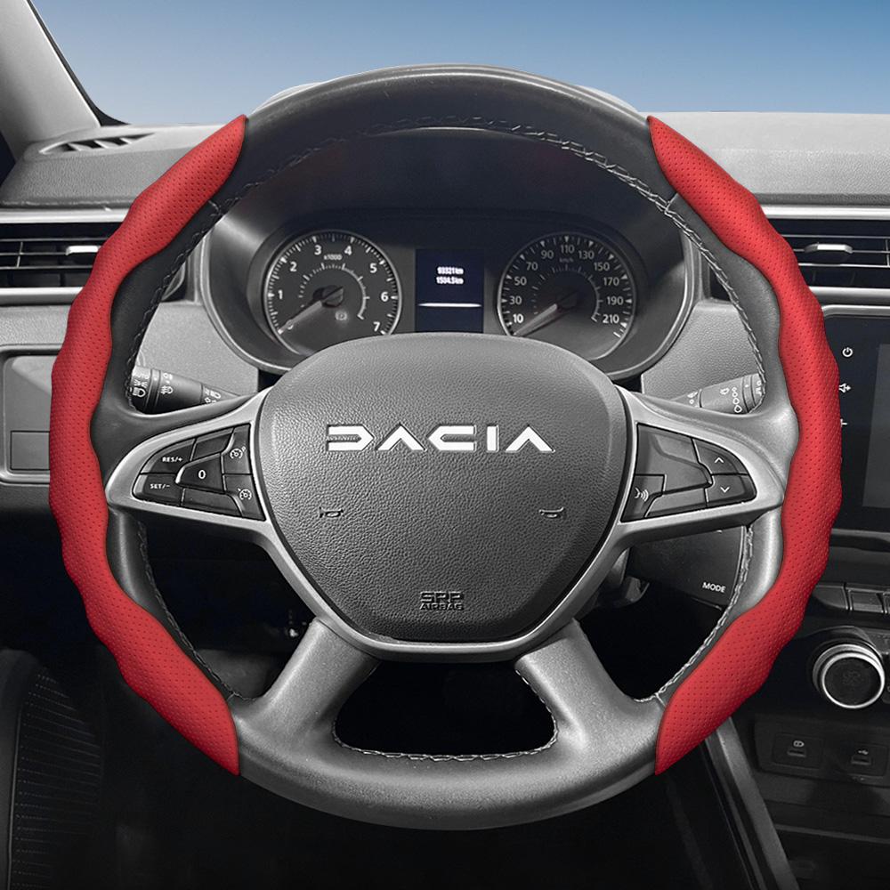Pasuje do pokrowca na kierownicę Dacia, Sportowy design w kształcie fali, Oddychająca skóra, Segmentowy antypoślizgowy pochłaniający pot pokrowiec ochronny dla San