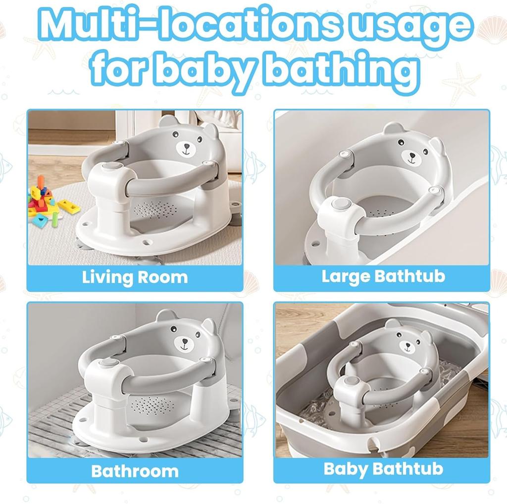 Baby Bath Seat For Babies 6 Months Plus.cute Bear Non-slip Baby Bath Chair Safe Infant & Born Bathtub Chair