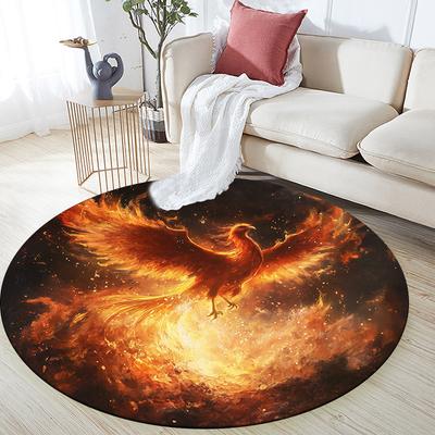 Shining Phoenix,Round Area Rug,Carpet Rug for Living Room Bedroom Sofa Playroom Decor,Non-slip Floor Mat