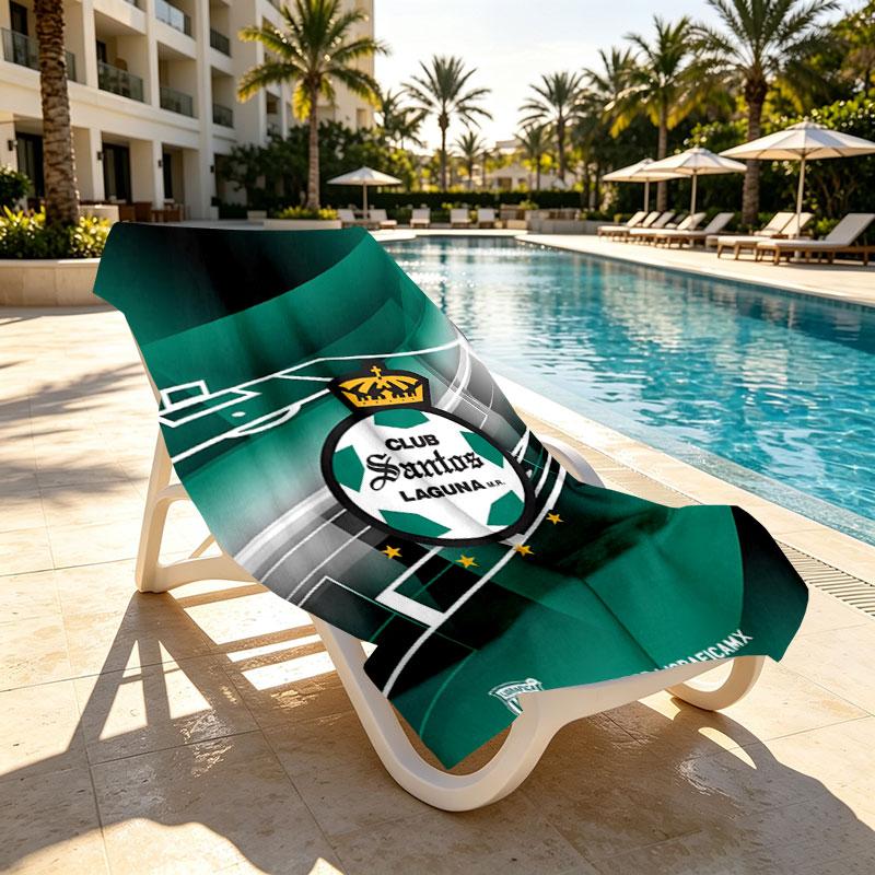 Club Santos Laguna Print Beach Towel Design, Soft, Lightweight. for Home Bathroom, Spa, Pool, Yoga, Surfing, Camping, Gift for Family, Friend