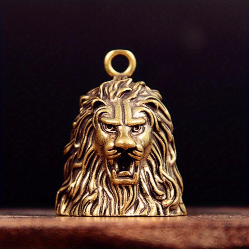 Brass Lion Bells Ornament Figurine Keychain Car Key Ring Pendant Motorcycle Lucky Charm Pendant for Bike Decoration