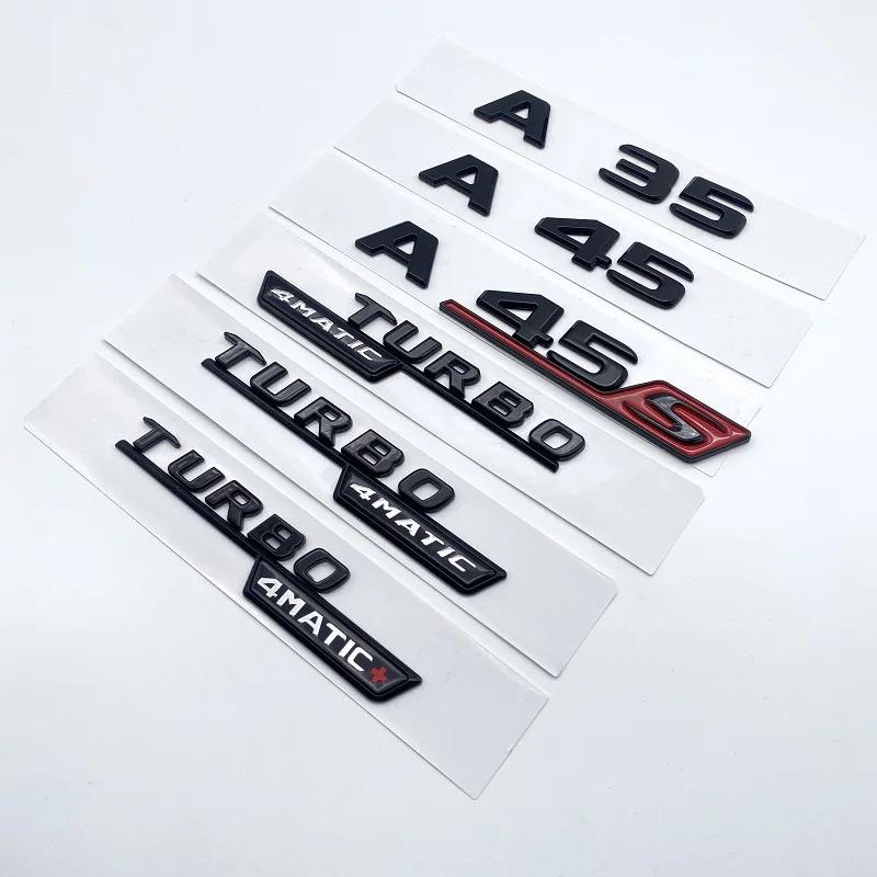 3D ABS Glossy Black Letters A35 A45 A45S Turbo 4matic Emblem for Mercedes-Benz AMG Car Fender Trunk Rear W176 W177 Logo Sticker