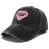 Cotton Washed Hat Snapback Adjustable Women For Cap Baseball Pink Black Stitched Stitching Embroidered Heart Love Womens Neutral Gender  Men Hats