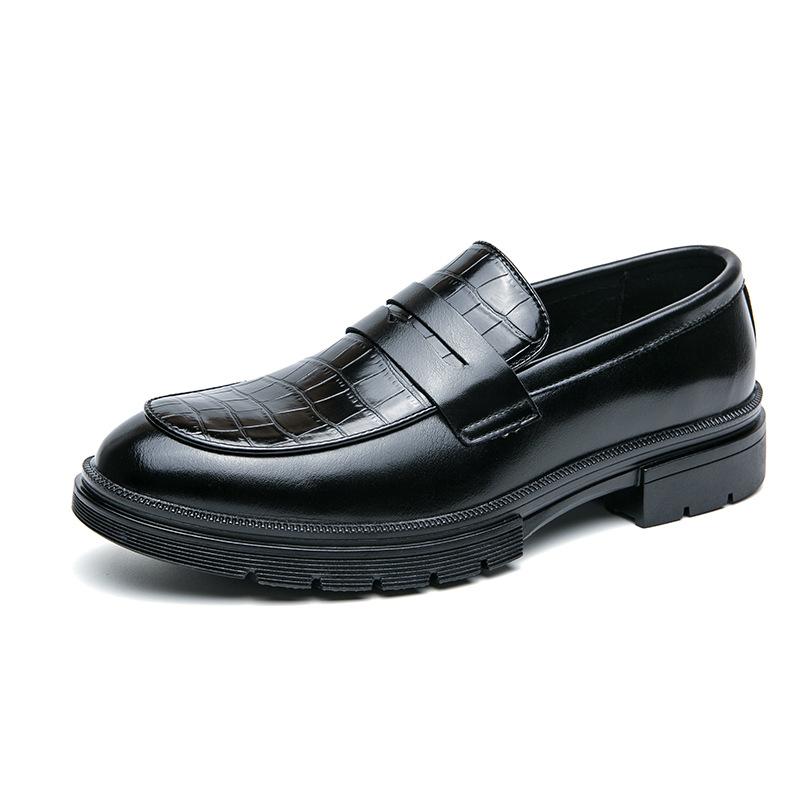 Large size leather shoes 2025 spring and autumn men's lazy business dress groom wedding shoes burgundy