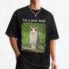Meowl Cat Owl Brainrot Gen Meowl T Shirts Washed Short Sleeve Oversize TShirts Men Women Streetwear Graphic Printed Tee Shirt