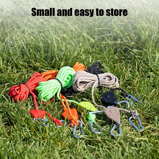 Wind Rope Pulley Adjuster with Load-bearing Buckles Highly Reflective Rope Zinc Alloy Pulley Outdoor Camping Tent Canopy Adjustable Non-slip
