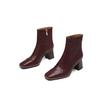 Krazing Pot Sheepskin Autumn Winter Shoes Thick High Heels Big Size 43 Modern Boots Square Toe Keep Warm Zip Pleated Design Ankle Boots