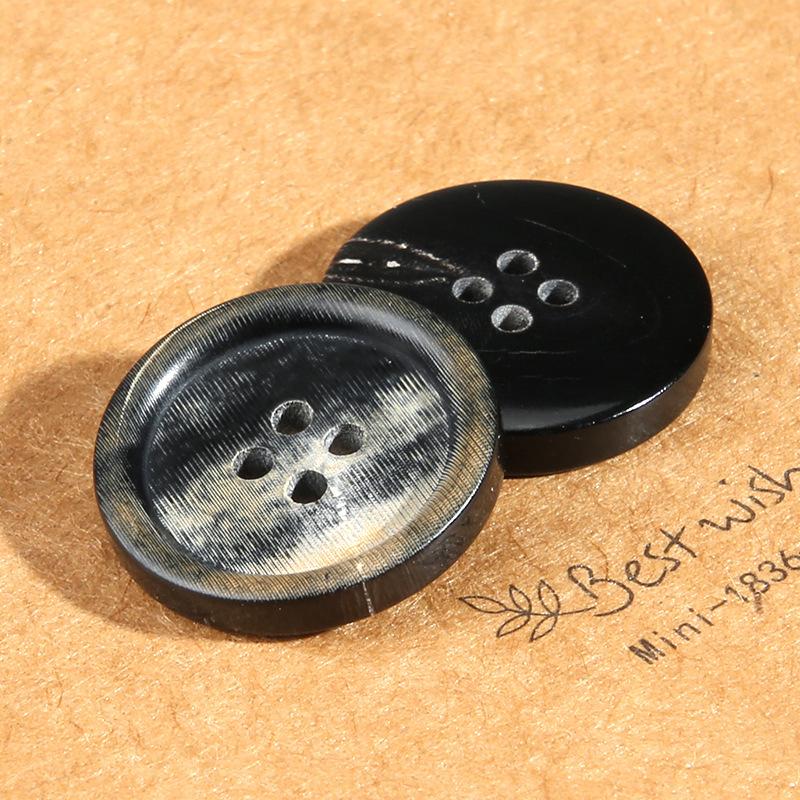 

10 шт. лазерных настоящих роговых пуговиц с четырьмя ушками, высококачественные пуговицы для блейзера, свитера, круглые универсальные пуговицы для пиджака 22Mm black