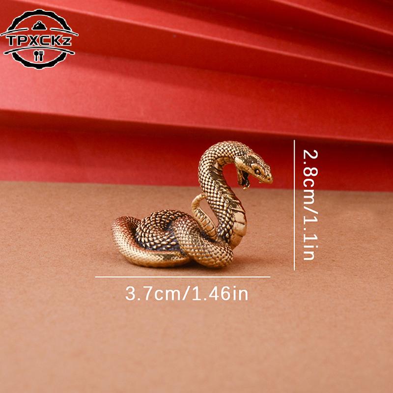 Ornamento vintage a forma di serpente in rame, decorazioni per il tè, statuette di animali antichi, miniature, accessori per la casa e il soggiorno