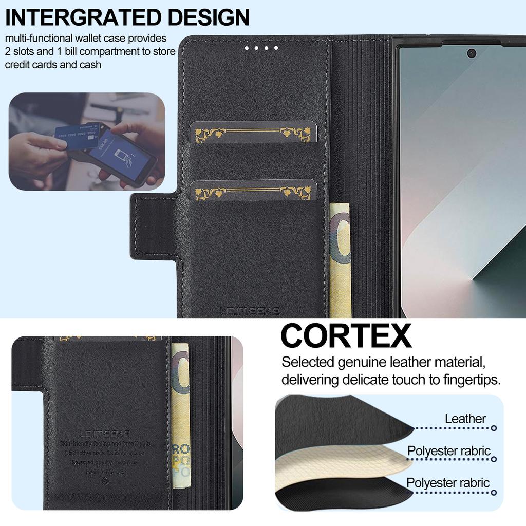 Slim Pu Leather Flip Phone Case for Samsung Galaxy Z Fold 7 Fold6 5 4 3 Pen Slot Magnetic Buckle Card Holder Wallet Stand Cover