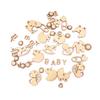 100Pcs Mini Laser Cuts Wood Shape Baby Pram Rocking Horse Pacifier for Home Party Decoration Craft Project